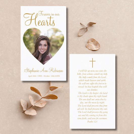 Forever in ons hart Foto Funeral Prayer Card Visitekaartje