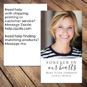 Forever in ons hart Foto Funeral Prayer Card Visitekaartje