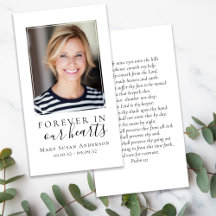 Forever in ons hart Foto Funeral Prayer Card