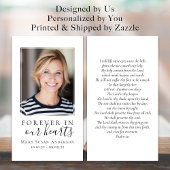 Forever in ons hart Foto Funeral Prayer Card Visitekaartje