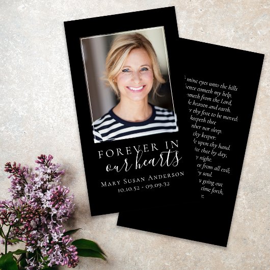 Forever in ons hart Foto Funeral Prayer Card Visitekaartje