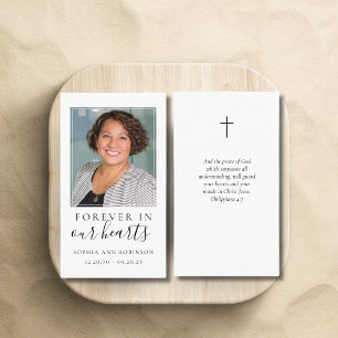 Forever in ons hart Foto Funeral Prayer Card Visitekaartje