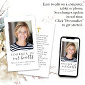 Forever in ons hart Foto Funeral Prayer Card Visitekaartje