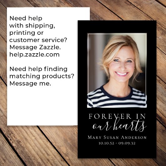 Forever in ons hart Foto Funeral Prayer Card Visitekaartje