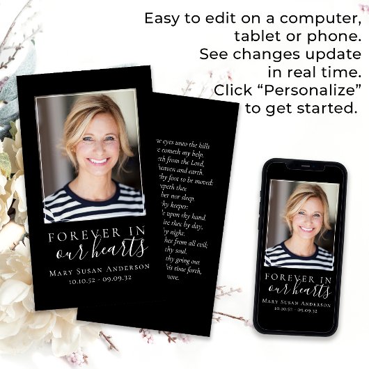 Forever in ons hart Foto Funeral Prayer Card Visitekaartje