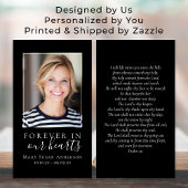Forever in ons hart Foto Funeral Prayer Card Visitekaartje