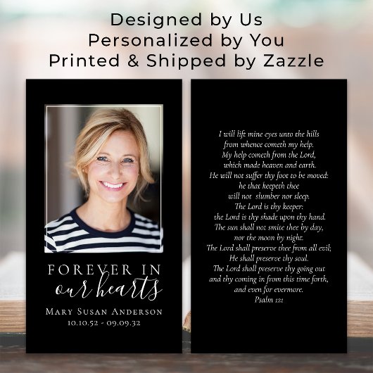 Forever in ons hart Foto Funeral Prayer Card Visitekaartje