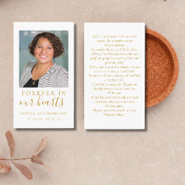 Forever in ons hart Foto Funeral Prayer Card Visitekaartje