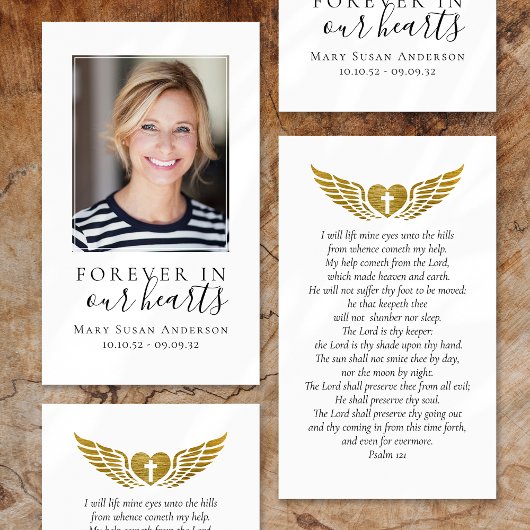 Forever in ons hart Foto Funeral Prayer Card Visitekaartje