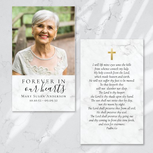 Forever in ons hart Foto Funeral Prayer Card Visitekaartje