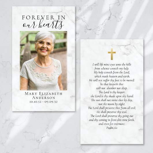 Forever in ons hart Foto Funeral Prayer Card Visitekaartje