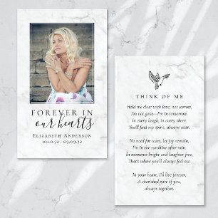 Forever in ons hart Foto Funeral Prayer Card Visitekaartje