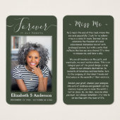 Forever in ons hart Foto Funeral Prayer Card Visitekaartje (Voorkant /achterkant)