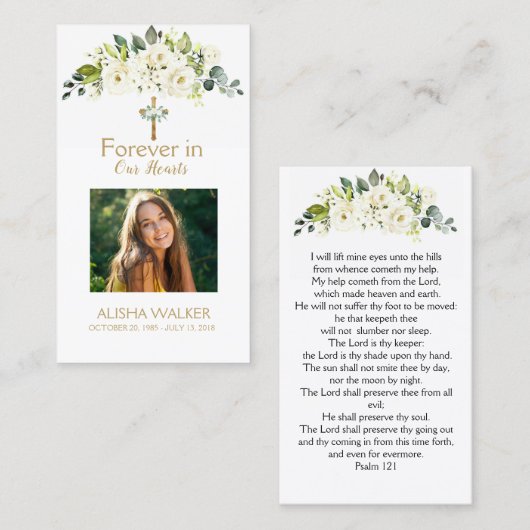 Forever in ons hart Foto Funeral Prayer Card Visitekaartje (Voorkant / Achterkant)