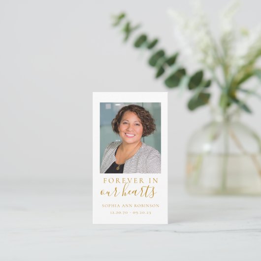 Forever in ons hart Foto Funeral Prayer Card Visitekaartje (Staand voorkant)