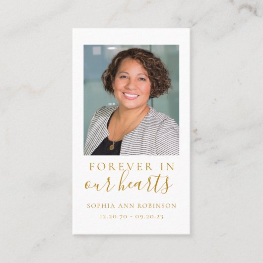 Forever in ons hart Foto Funeral Prayer Card Visitekaartje (Voorkant)