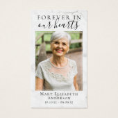 Forever in ons hart Foto Funeral Prayer Card Visitekaartje (Voorkant)