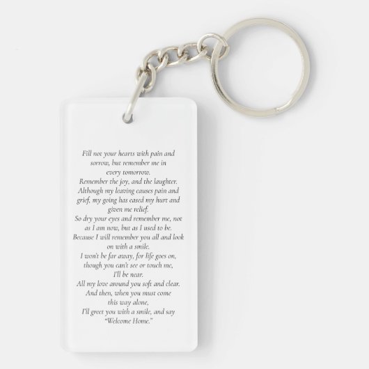 Forever in ons hart Foto Funeral Prayer Sleutelhanger (achterkant)