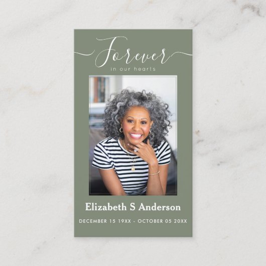 Forever in ons hart Foto Funeral Prayer Visitekaartje (Voorkant)