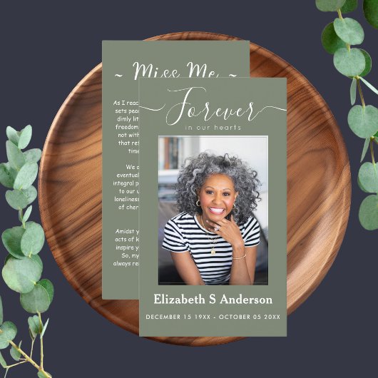 Forever in ons hart Foto Funeral Prayer Visitekaartje