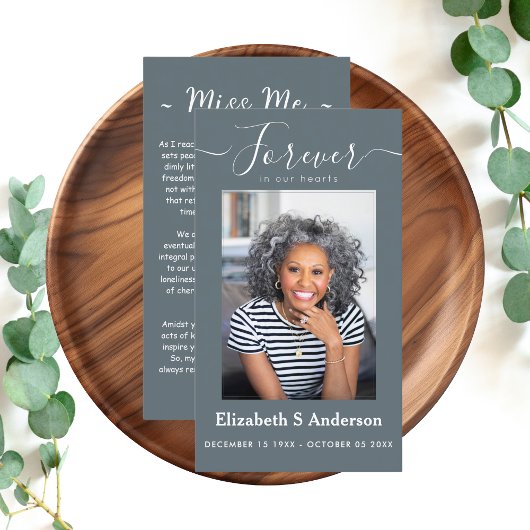 Forever in ons hart Foto Funeral Prayer Visitekaartje