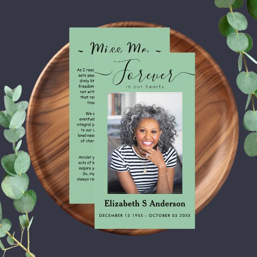 Forever in ons hart Foto Funeral Prayer Visitekaartje