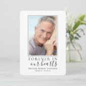 Forever in ons hart Foto Funeral Sympathie Bedankkaart (Staand voorkant)