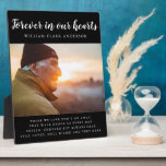 Forever in ons hart Foto gedicht Fotoplaat<br><div class="desc">Een mooi plaatje met foto's in het keepasel,  waarop staat: 'Voor eeuwig in ons hart' met foto,  naam en gedicht van je geliefde.</div>