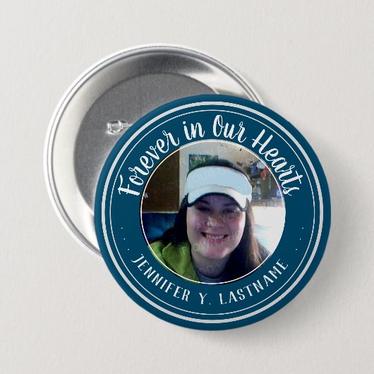 Forever in ons hart Foto Herdenking Button (Voorkant /achterkant)