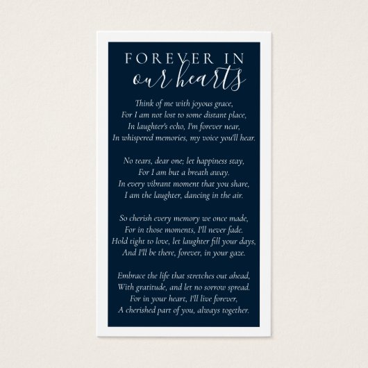 Forever in ons hart Foto Memorial Kaart (Voorkant)