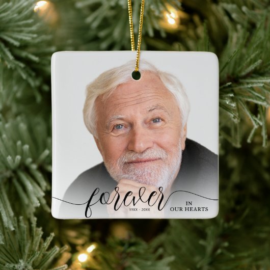 Forever in ons hart Foto Memorial Keramisch Ornament (Boom)