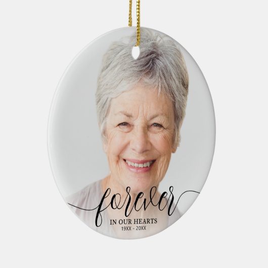 Forever in ons hart Foto Memorial Keramisch Ornament (Rechts)