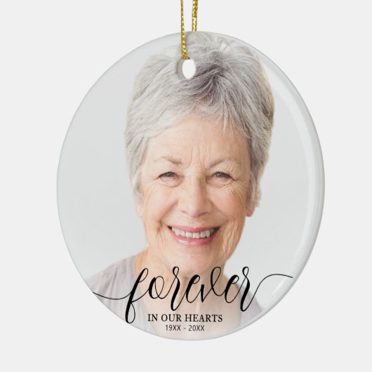Forever in ons hart Foto Memorial Keramisch Ornament (Links)