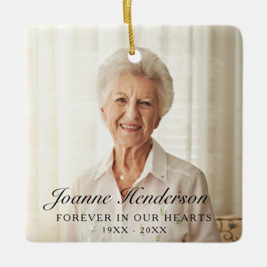 Forever in ons hart Foto Memorial Keramisch Ornament (Voorkant)