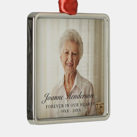 Forever in ons hart Foto Memorial Metalen Ornament (Rechts)