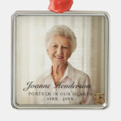 Forever in ons hart Foto Memorial Metalen Ornament (Voorkant)