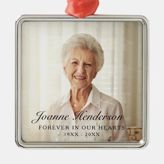 Forever in ons hart Foto Memorial Metalen Ornament (Voorkant)