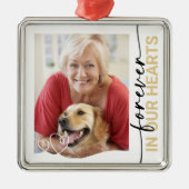 Forever in ons hart Foto Memorial Metalen Ornament (Voorkant)