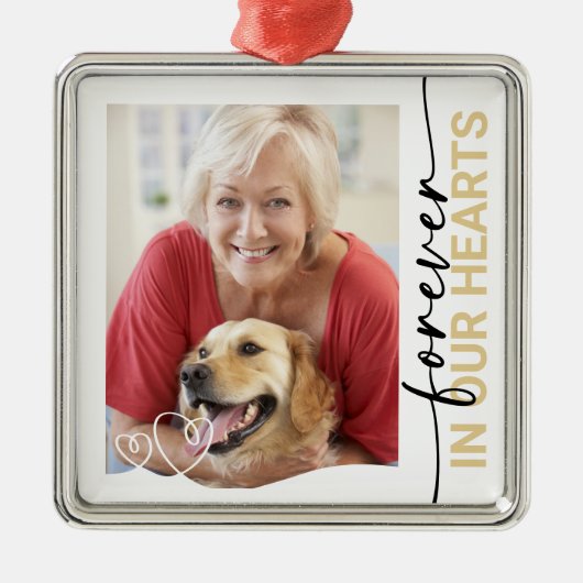 Forever in ons hart Foto Memorial Metalen Ornament (Voorkant)