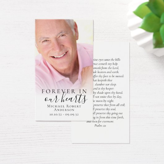 Forever in ons hart Foto Memorial Prayer Kaart (Bureau)