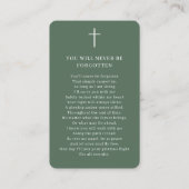 Forever in ons hart Foto Memorial Prayer Kaart Visitekaartje (Achterkant)