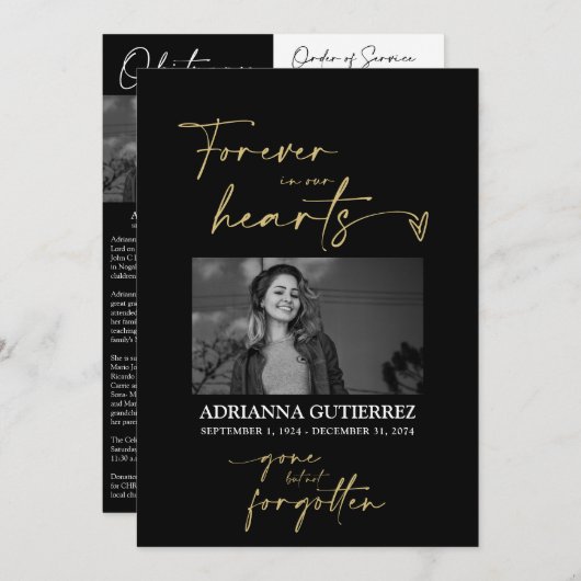 Forever in ons hart Foto Memorial Programme Programmakaart (Voorkant / Achterkant)