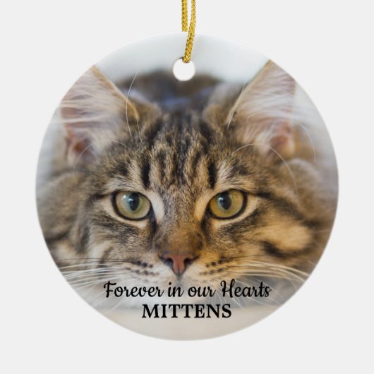 Forever in ons hart Foto Pet Memorial Keramisch Ornament (Voorkant)