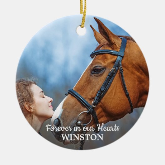 Forever in ons hart Foto Pet Memorial Keramisch Ornament (Voorkant)
