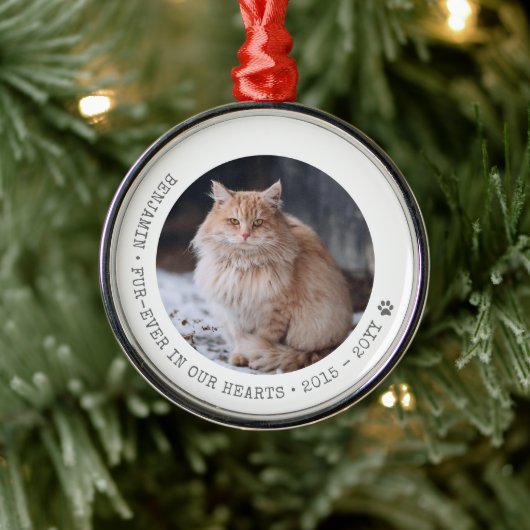 Forever in ons hart Foto Pet Memorial Metalen Ornament (Boom)