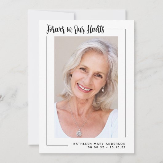 Forever in ons hart Foto Sympathie begrafenis Bedankkaart (Voorkant)