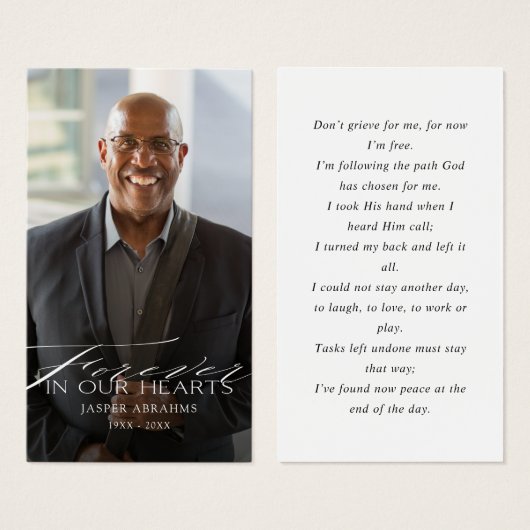 Forever in ons hart Foto Sympathie Card Visitekaartje (Voorkant /achterkant)