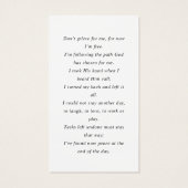 Forever in ons hart Foto Sympathie Card Visitekaartje (Achterkant)