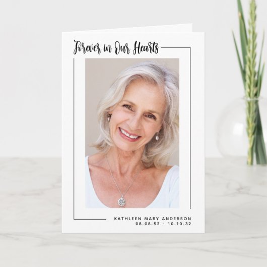 Forever in ons hart Foto Sympathie Funeral Harteli Bedankkaart (Voorkant)