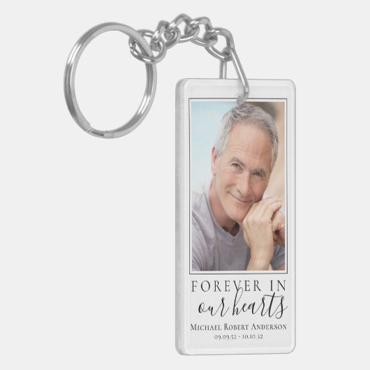 Forever in ons hart Foto Sympathie Memorial Sleutelhanger (Voorkant Links)